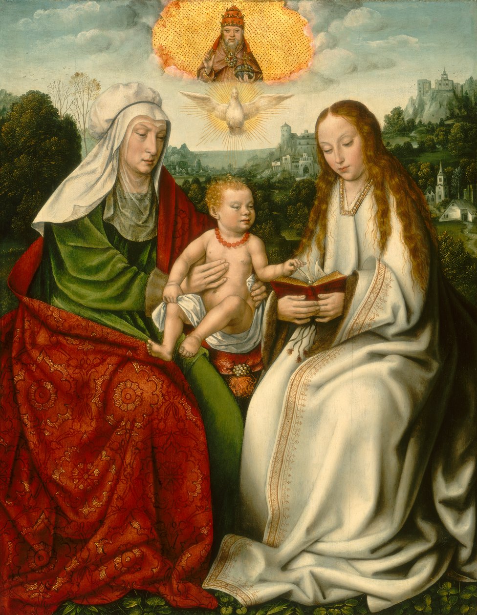 Holländska:  De H. Anna-te-Drieën Sankta Anna med Jungfru Maria och Jesusbarnet av Master of Frankfurt
