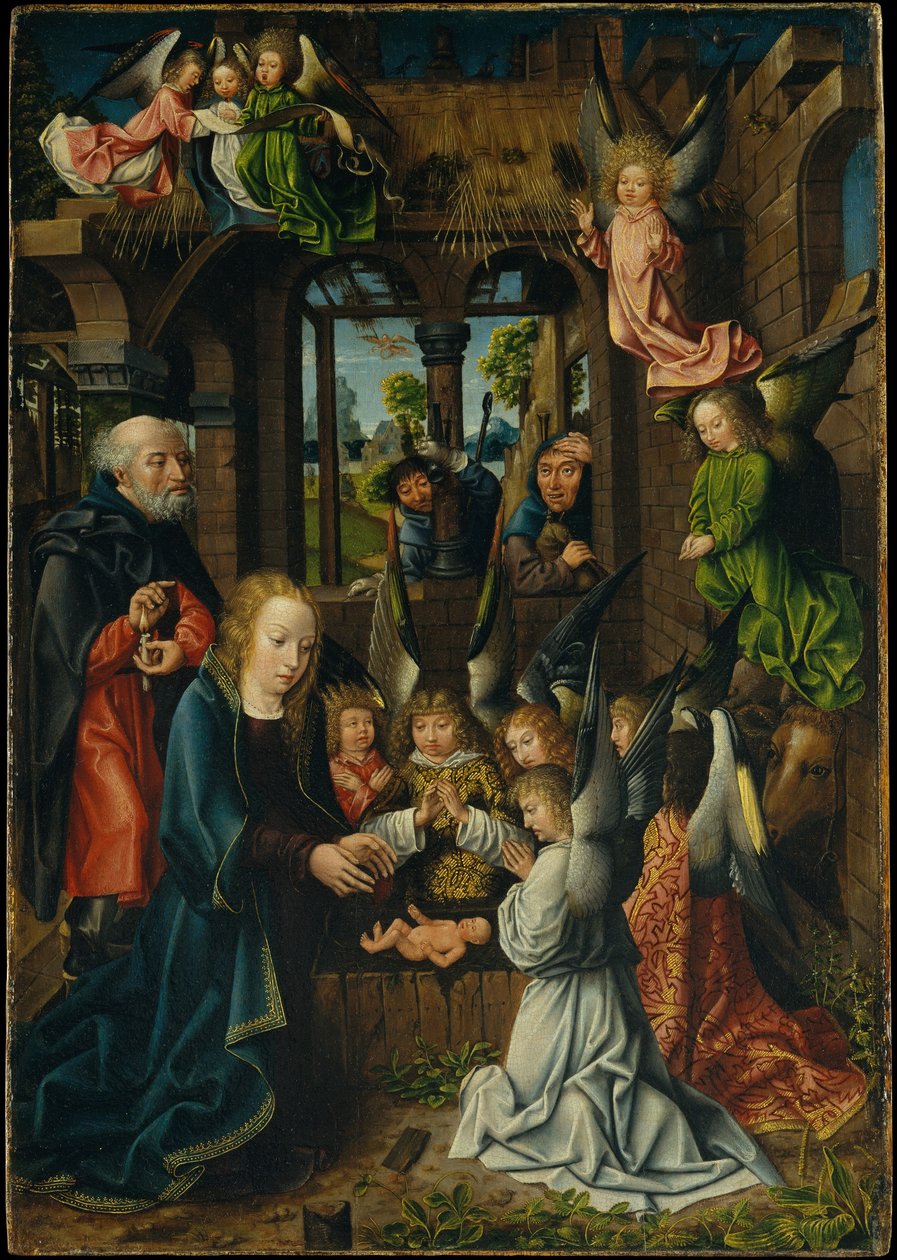 The Adoration of the Christ Child, c.1500 (olja på ekpanel) av Master of Frankfurt