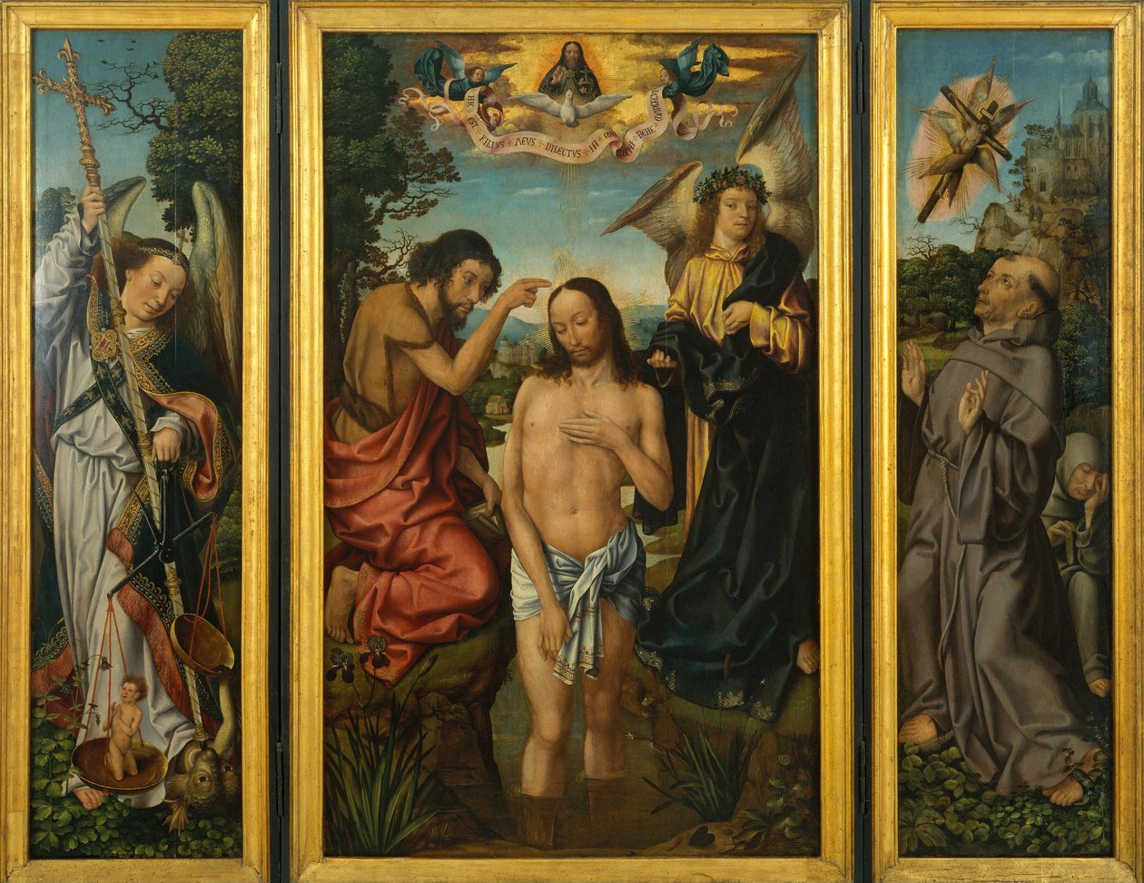 Triptyk av Kristi dop - Mästare i Frankfurt (1460-ca. 1533) - ca. 1510 - Olja på trä - 169x213,5 - Museu Nacional d