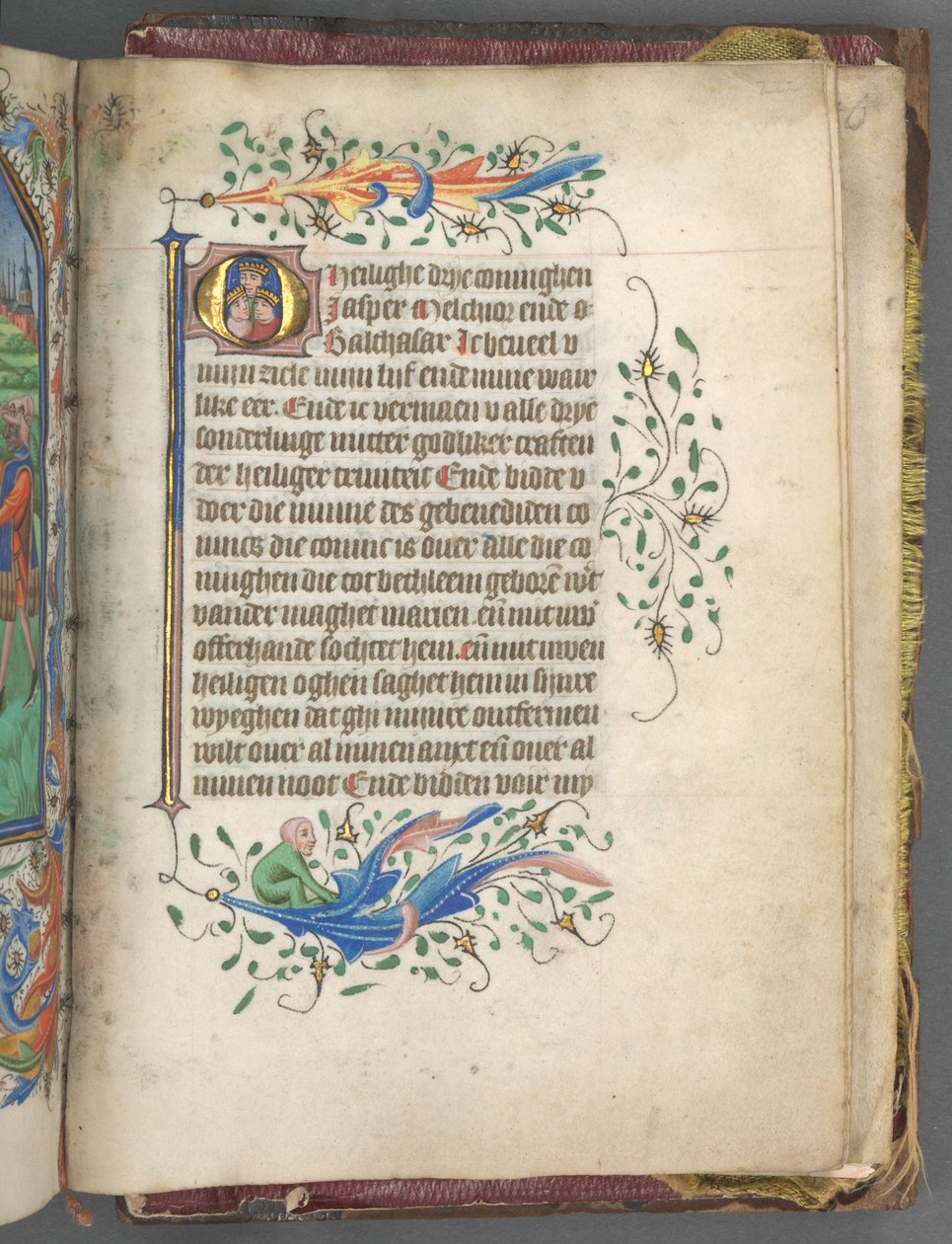 Timbok (Utrecht-bruket): fol. 222r, Initial med tre kungar av Master of Gijsbrecht van Brederode