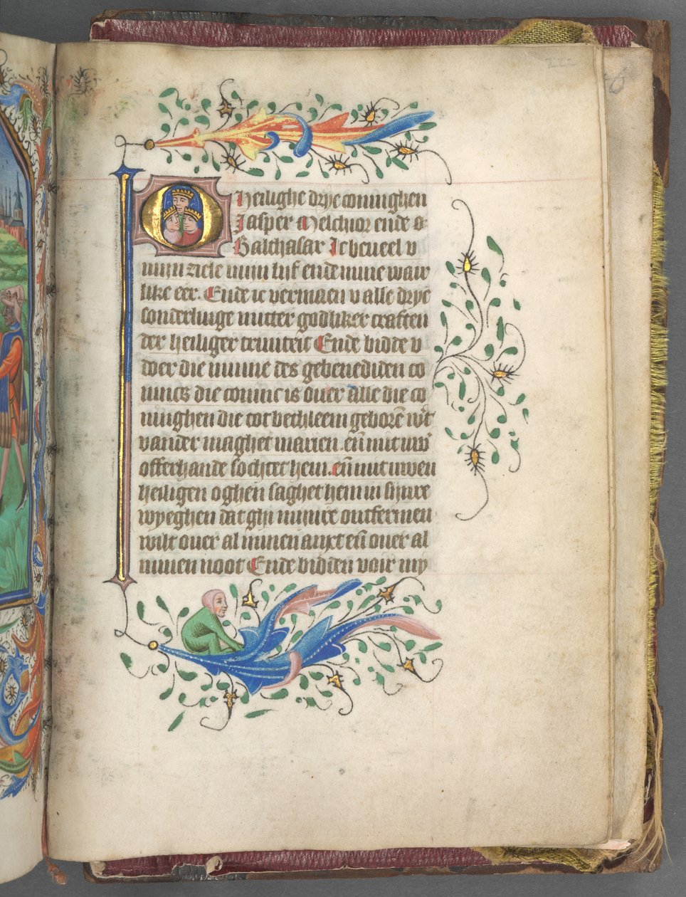 Tidsbok Användning av Utrecht: fol. 222r, Initial med tre kungar, ca. 1460-1465. av Master of Gijsbrecht van Brederode