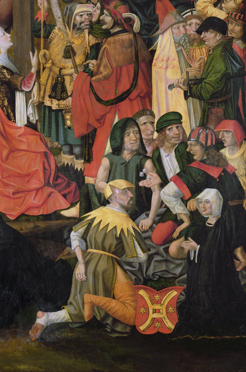 Soldaterna drar lott om Kristi kläder, detalj från The Crucifixion, c.1500 (se 148971 och 150815) av Master of Hamburg