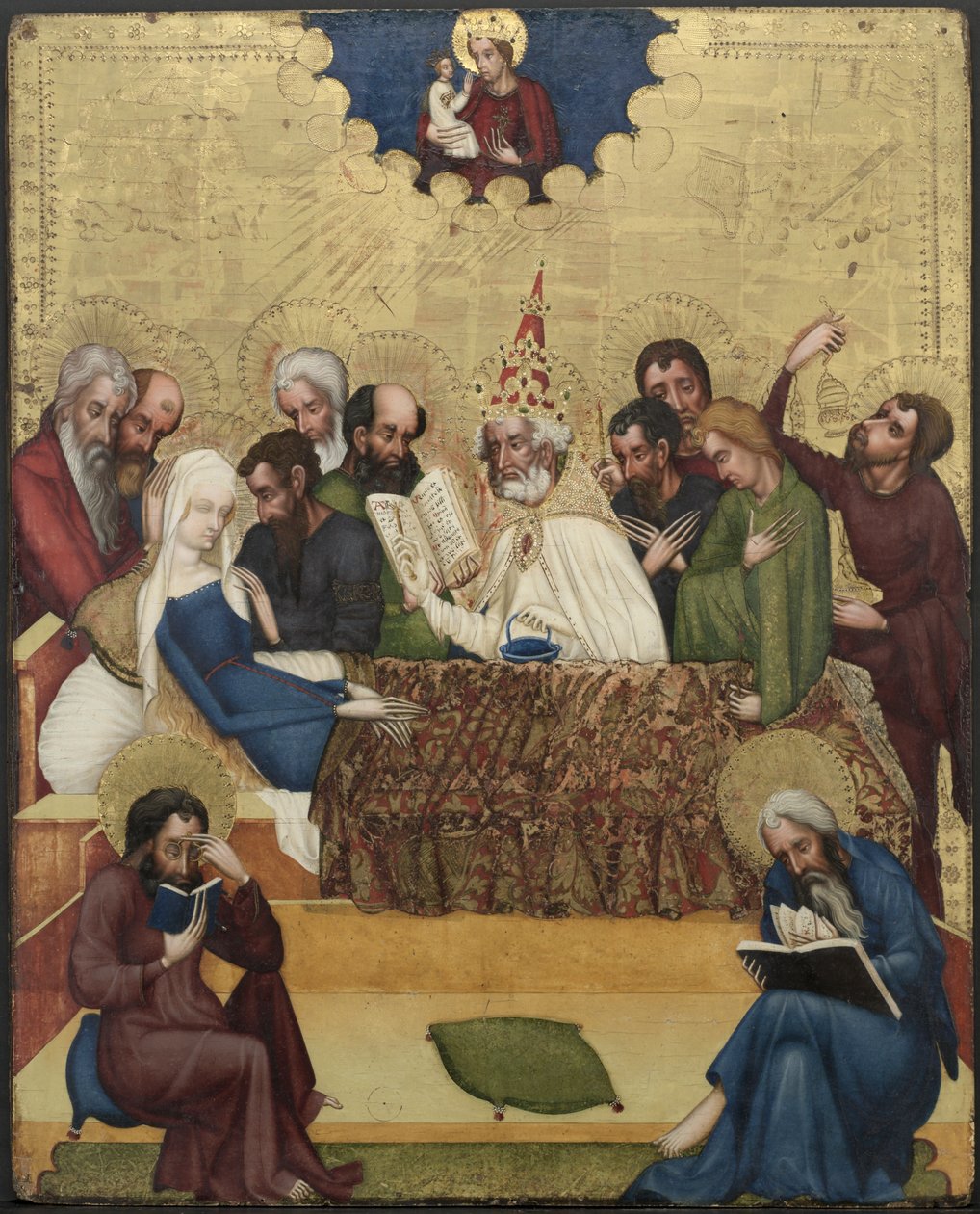 Jungfruns död, ca 1400 (tempera och olja med guld på pannå) av Master of Heiligenkreuz