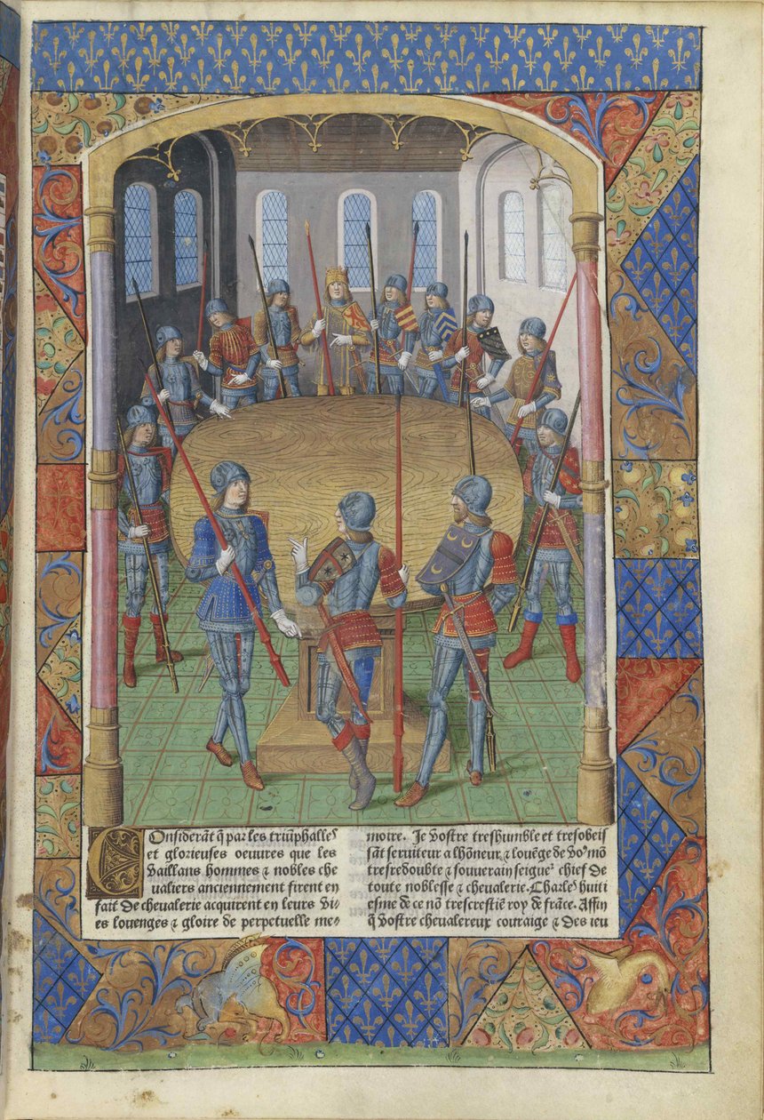 Lancelot av sjön. Kung Arthur och riddarna av det runda bordet, 1494. av Master of Jacques de Besançon