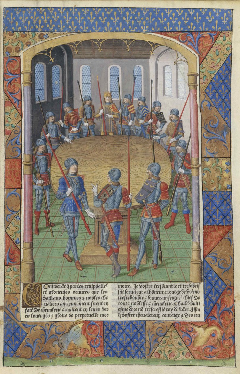 Lancelot av sjön. Kung Arthur och riddarna av det runda bordet, 1494. av Master of Jacques de Besançon