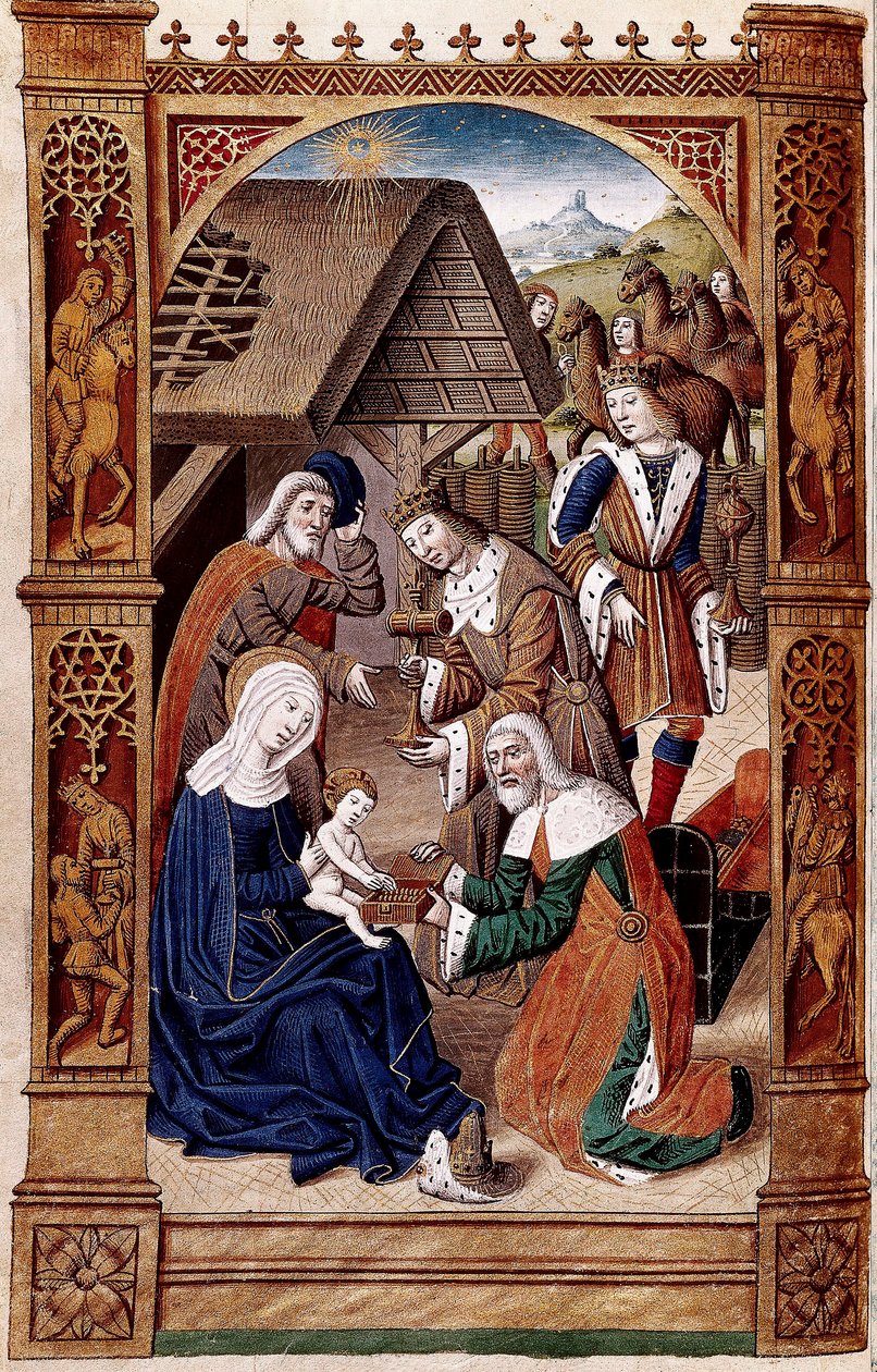 Tillbedjan av Magi (miniatyr) av Master of Jacques de Besançon