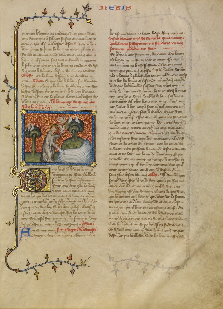 Skapandet av fåglar och fiskar av Master of Jean de Mandeville