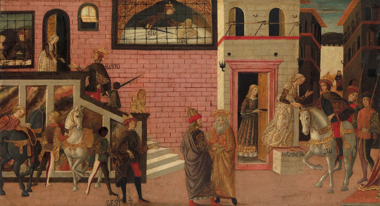The Rape of Lucretia, sent 1400-tidigt 1500-tal. av Master of Marradi