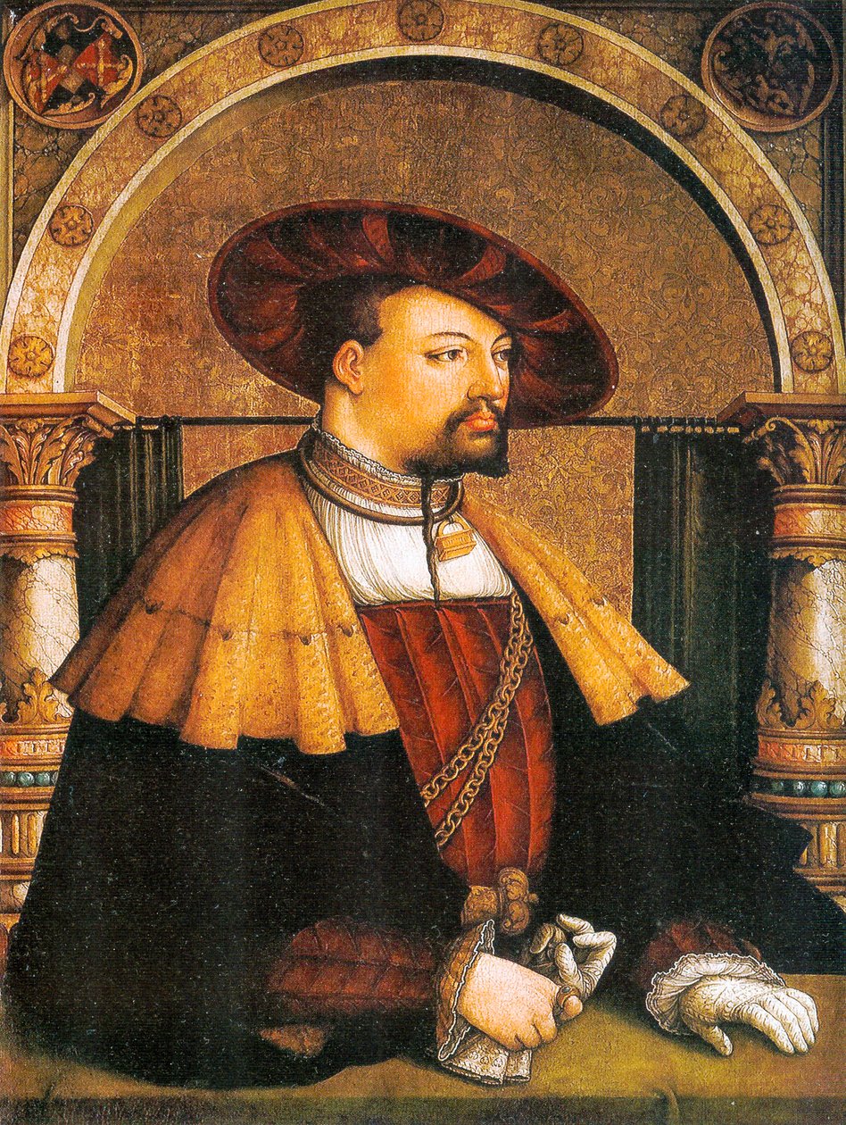 Tyska: Porträtt av Eitelfriedrich III von Zollern Porträtt av Eitelfriedrich III von Zollern (1561) av Master of Messkirch