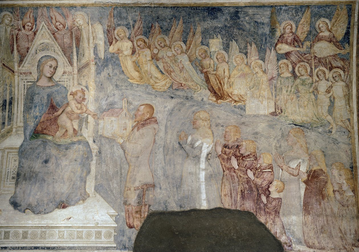 Vår Fru och barnet med donator, detalj (cirka 1377, fresk på duk) av Master of Mocchirolo