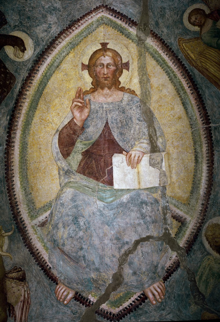 Återlösare mellan de fyra evangelisterna (fresk av Master of Mocchirolo