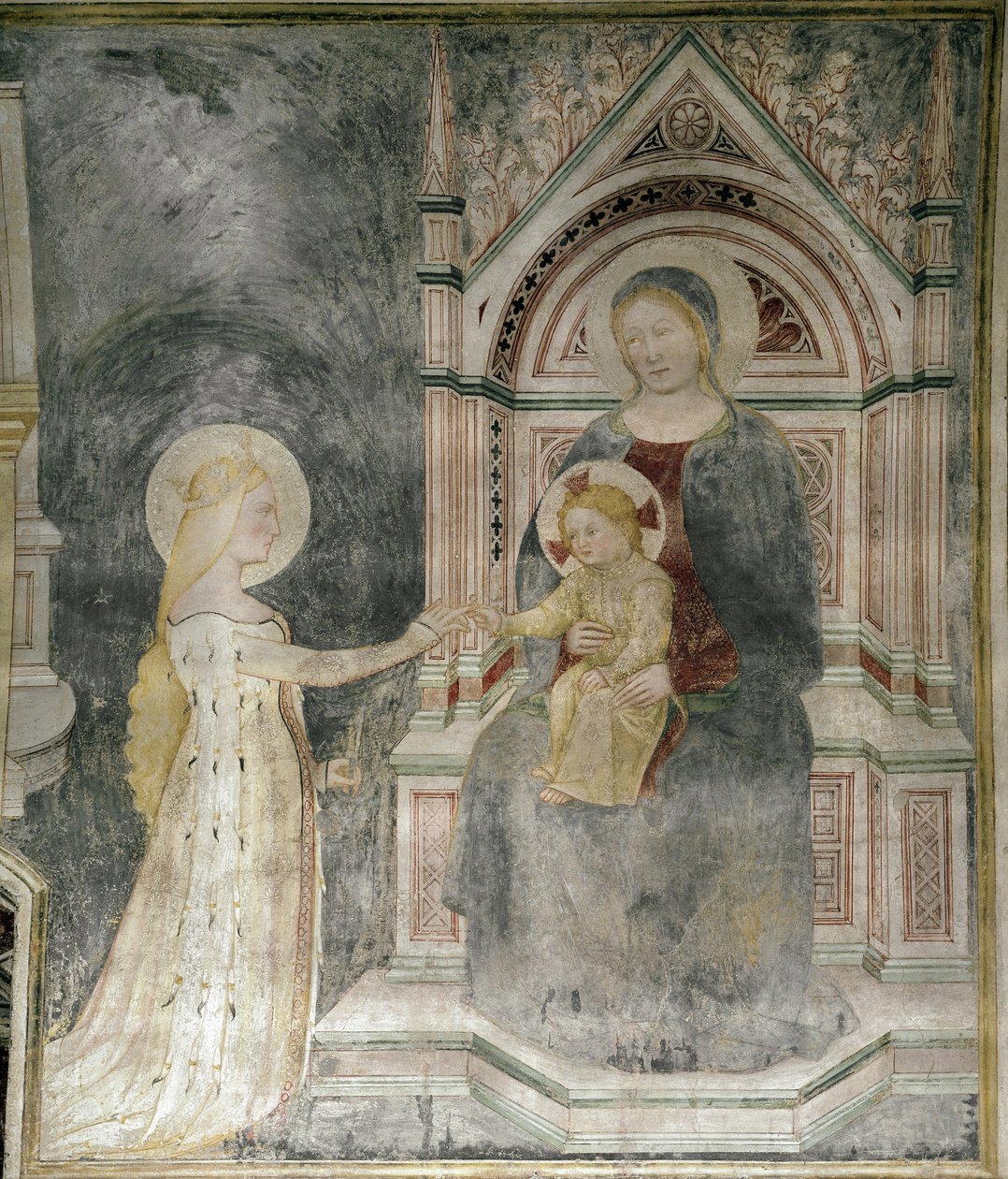 Kristi andliga äktenskap med Sankta Maria Magdalena, detalj. (cirka 1377, fresk på duk) av Master of Mocchirolo