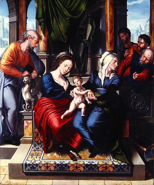 Den heliga familjen (olja på panel) av Master of Paul and Barnabas