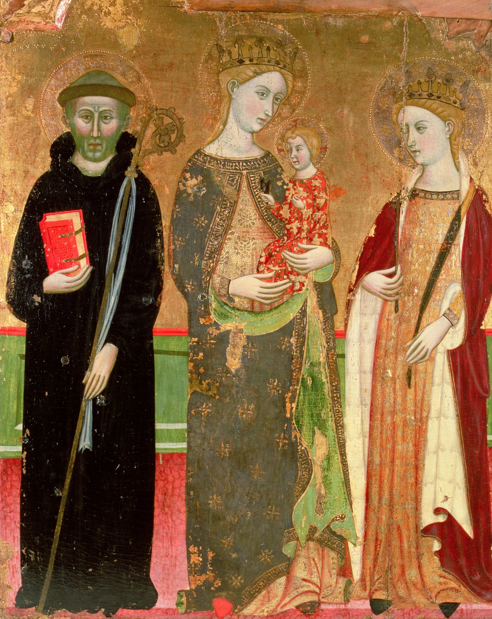Jungfrun och barnet med Sankta Olivia och Sankt Benedictus av Master of Rubió