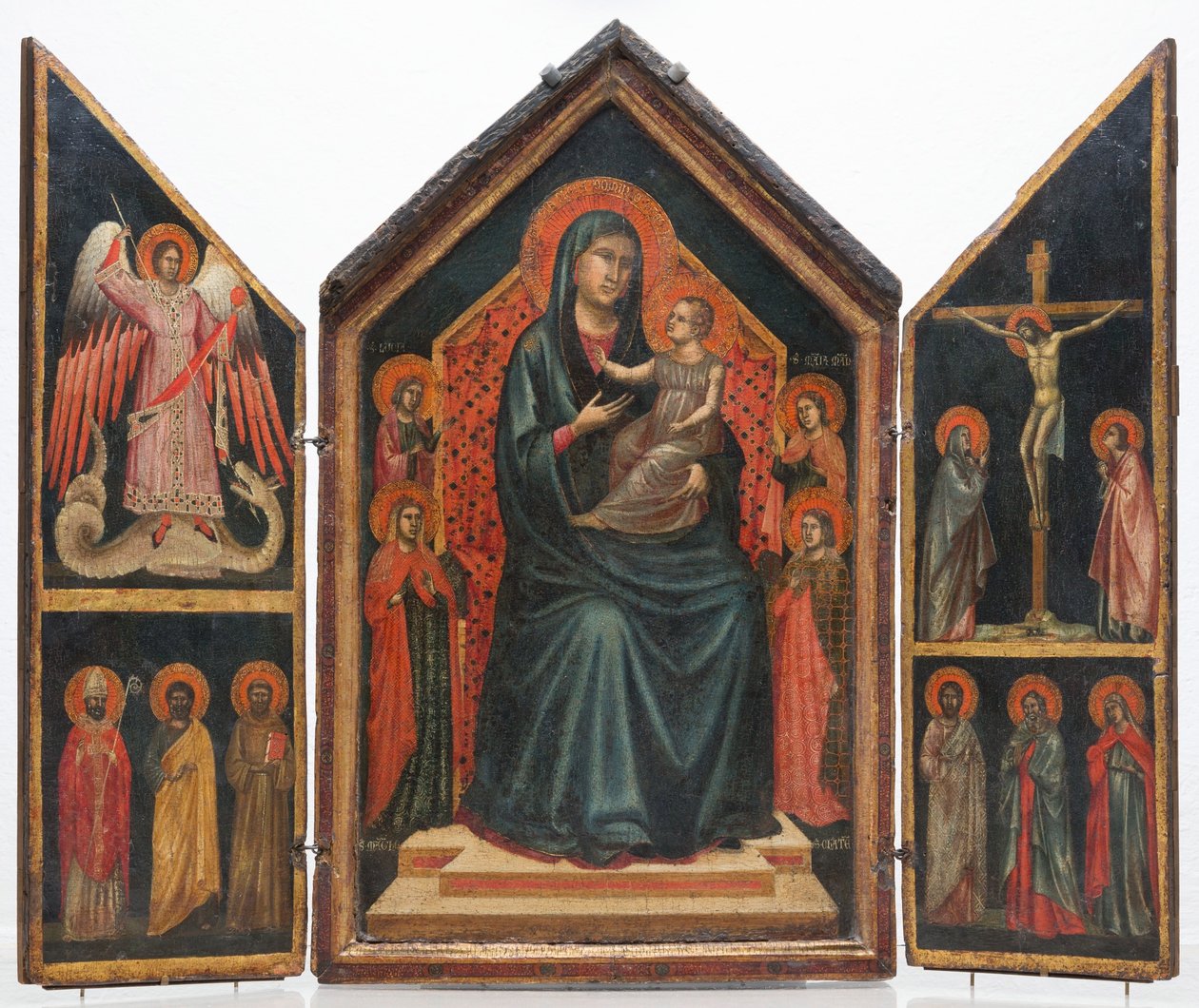 Madonna med barnet och de heliga Lucy, Margaretha, Maria Magdalena och Katarina av Alexandria av Master of Saint Cecilia