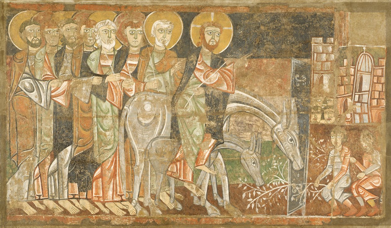 Kristi inträde i Jerusalem, ca 1125 (fresk) av Master of San Baudel