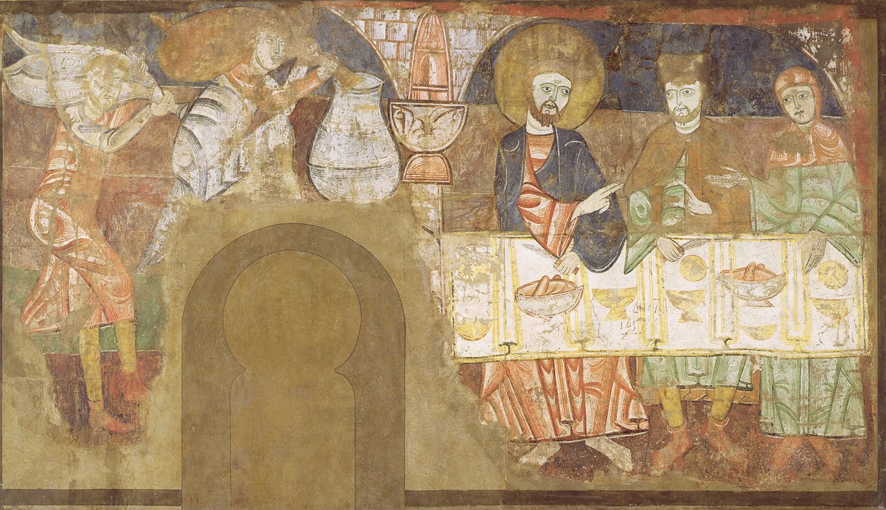 The Marriage at Cana, c.1150 (fresk monterad på duk) av Master of San Baudelio de Berlanga