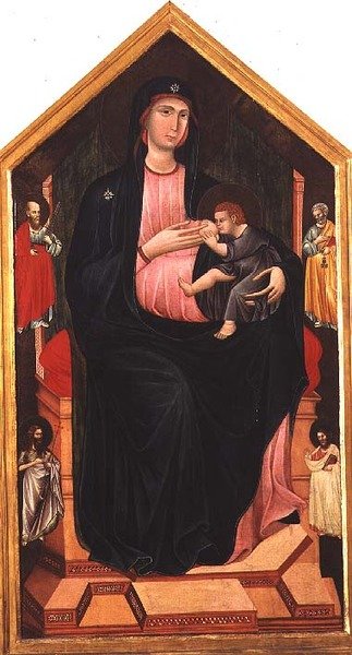 Madonna och barn med heliga (tempera på panel) av Master of San Gaggio