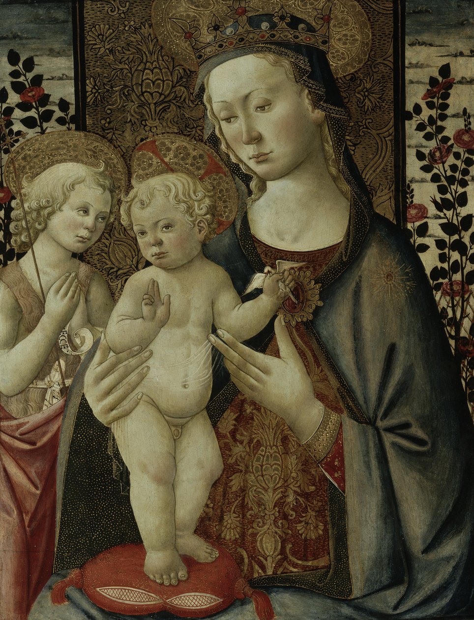 Jungfru och barn med spädbarnet Saint John, c.1460 av Master of San Miniato