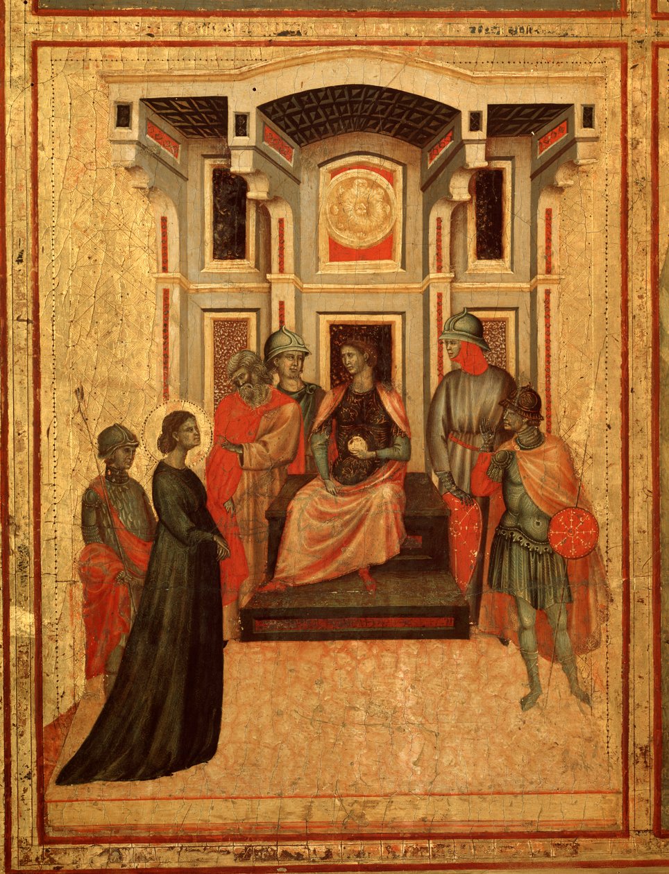 Den heliga Cecilia och hennes livs berättelse Detalj: den heliga Cecilia som argumenterar med prefekten - altartavla, ca 1290-1320 av Master of St. Cecilia