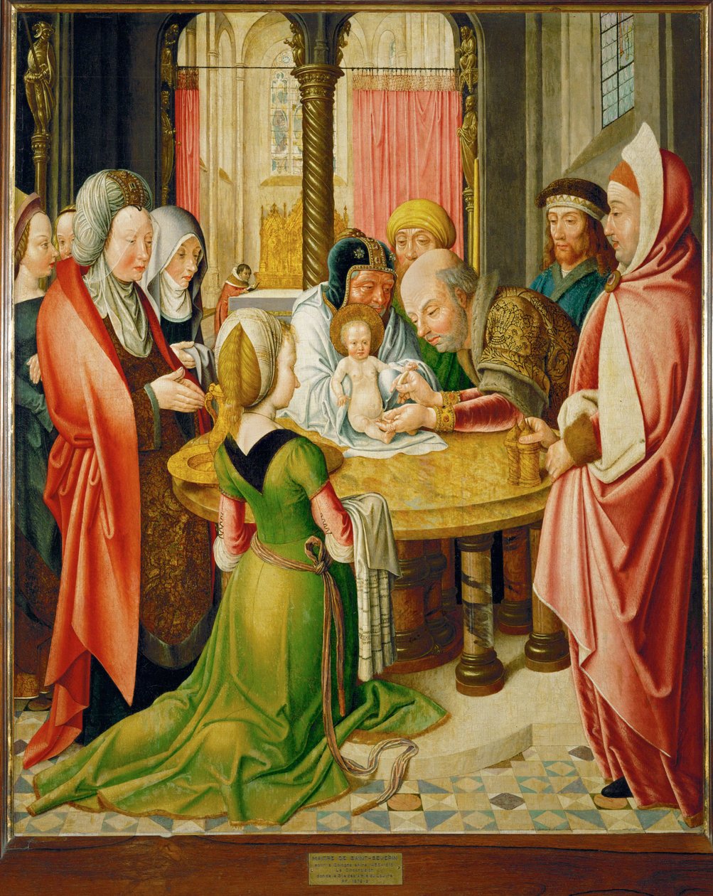 Omskärelse, en av två paneler från ett altare... av Master of St. Severin