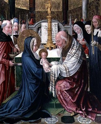 Presentationen i templet, ca 1490 (olja på panel) av Master of St. Severin