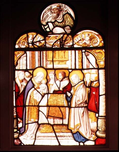 Presentationen i templet; fönster från cistercienserklostret Mariawald, Eifel av Master of St. Severin