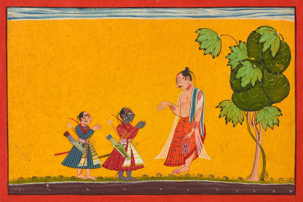 Rama och Lakshman med vismannen Vishwamitra, från en Ramayana, ka. 1680-1690. av Master of Style II of the