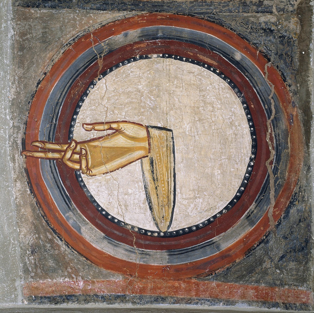 Guds hand (från Sant Climent de Tauell) - Master of Tahull (Master of Sant Climent de Tauell) (aktivt 1100-tal) - 1100-talet - Fresco - 95x100 - Museu Nacional d