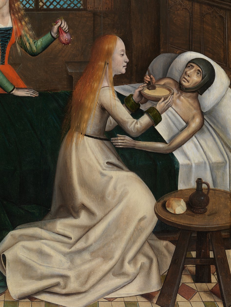 Detalj av St Nicholas välgörenhet, från St. Nicholas altartavla, c.1486-93 (olja på panel) av Master of The Legend of St. Lucy