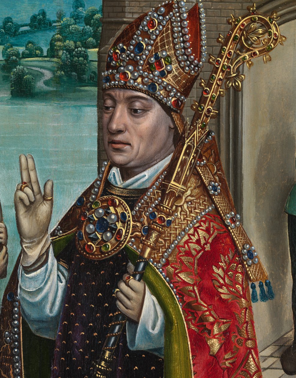 Detalj av kornens mirakel, från St. Nicholas altartavla, c.1486-93 (olja på panel) av Master of The Legend of St. Lucy