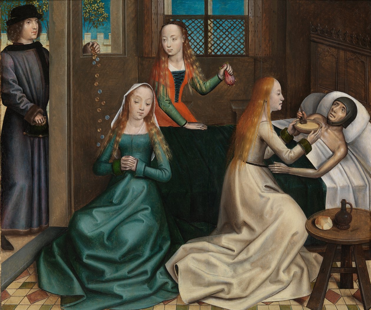 The Charity of St Nicholas, från St. Nicholas altartavla, ca 1486-93 (olja på panel) av Master of The Legend of St. Lucy