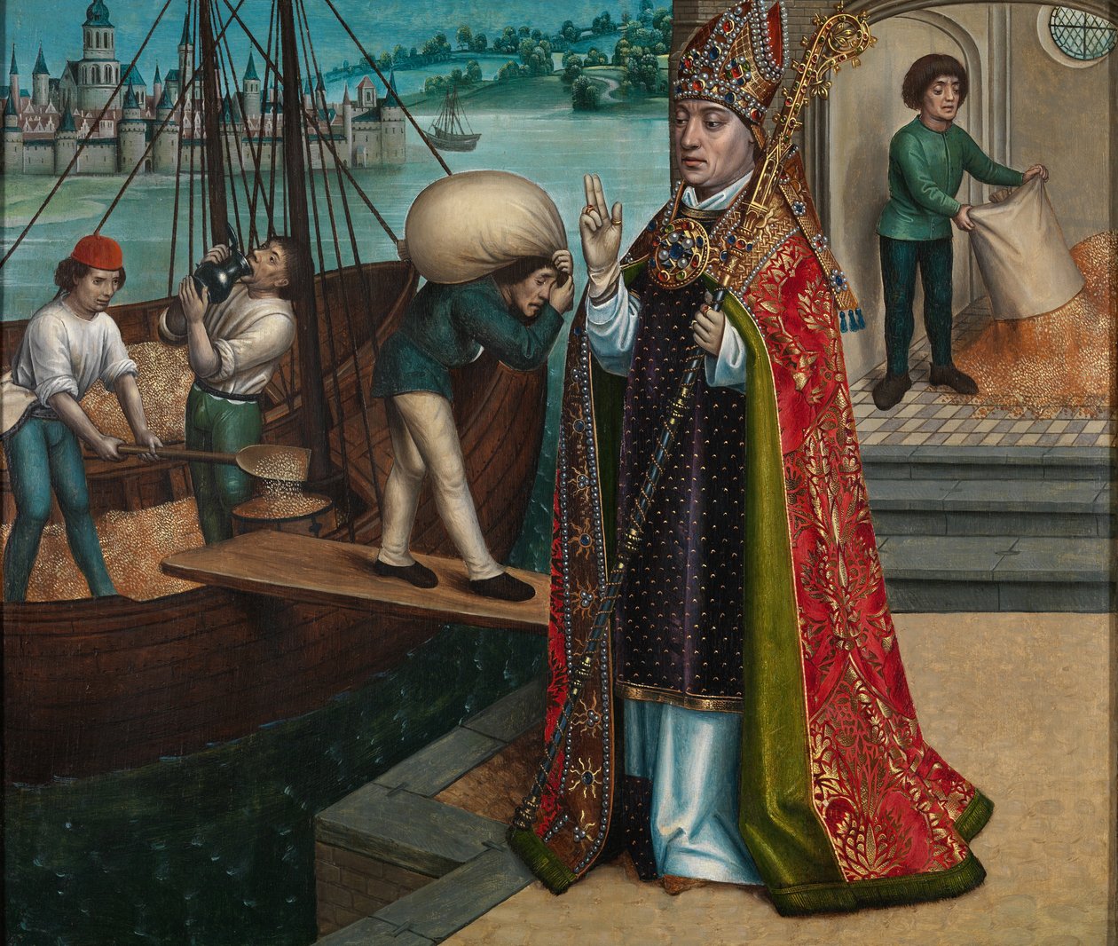 Kornets mirakel, från St. Nicholas altartavla, ca 1486-93 (olja på panel) av Master of The Legend of St. Lucy