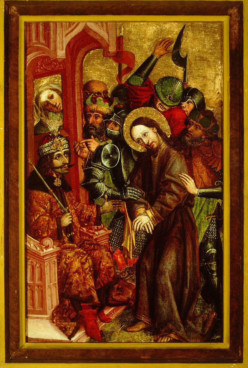 Kristus före Pilatus Vlad III som Pontius Pilatus, ca 1463-1464 av Master of Velenje Panels