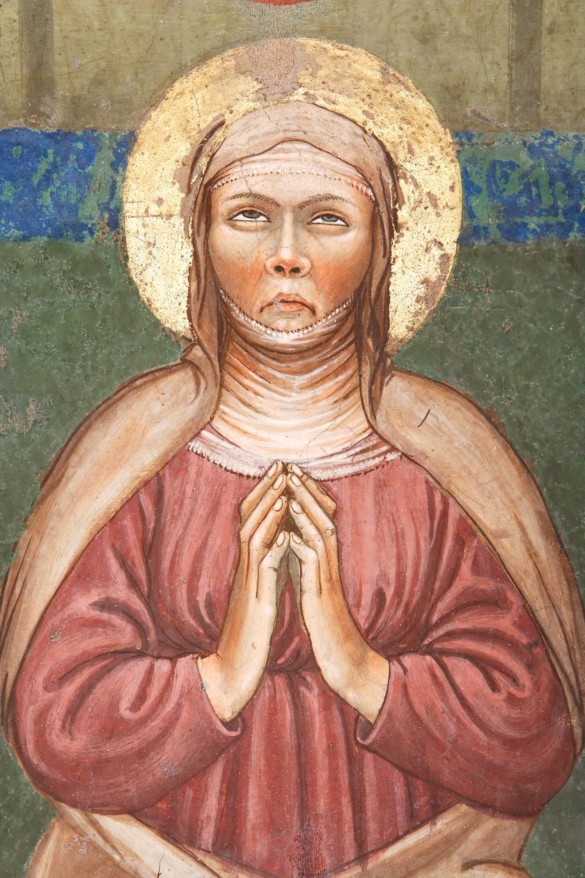 "The Pentecost", Detalj av Jungfru Maria, ca 1420 (fresk) av Master of Vignola