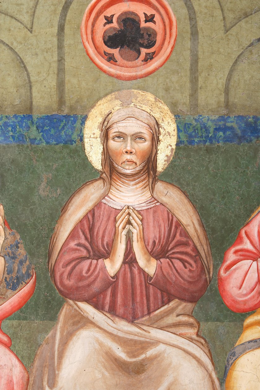 "The Pentecost", Detalj av Jungfru Maria, ca 1420 (fresk) av Master of Vignola