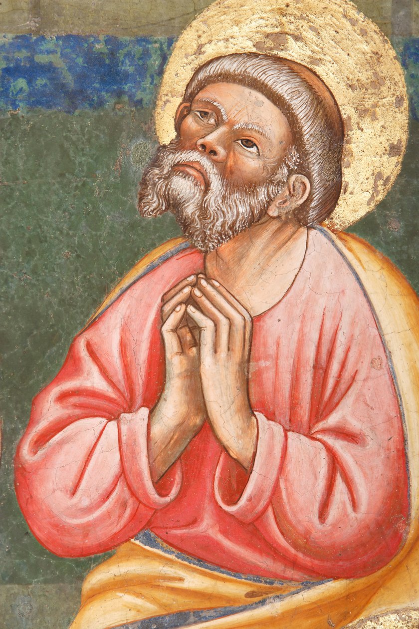 "The Pentecost", Detalj med ett bedjande helgon, ca 1420 (fresk) av Master of Vignola