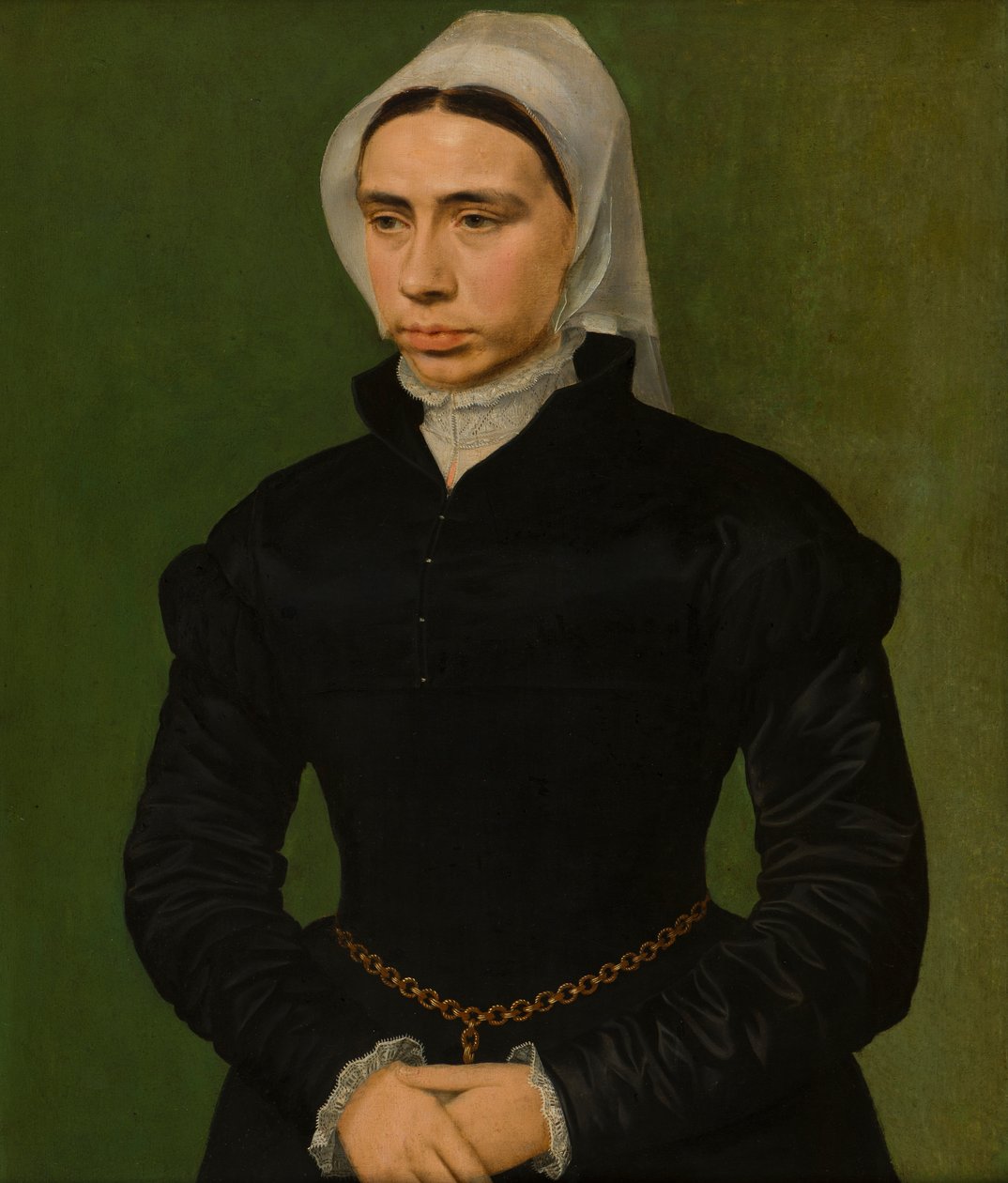 Porträtt av en dam, ca 1540-49 (olja på panel) av Master of the 1540s