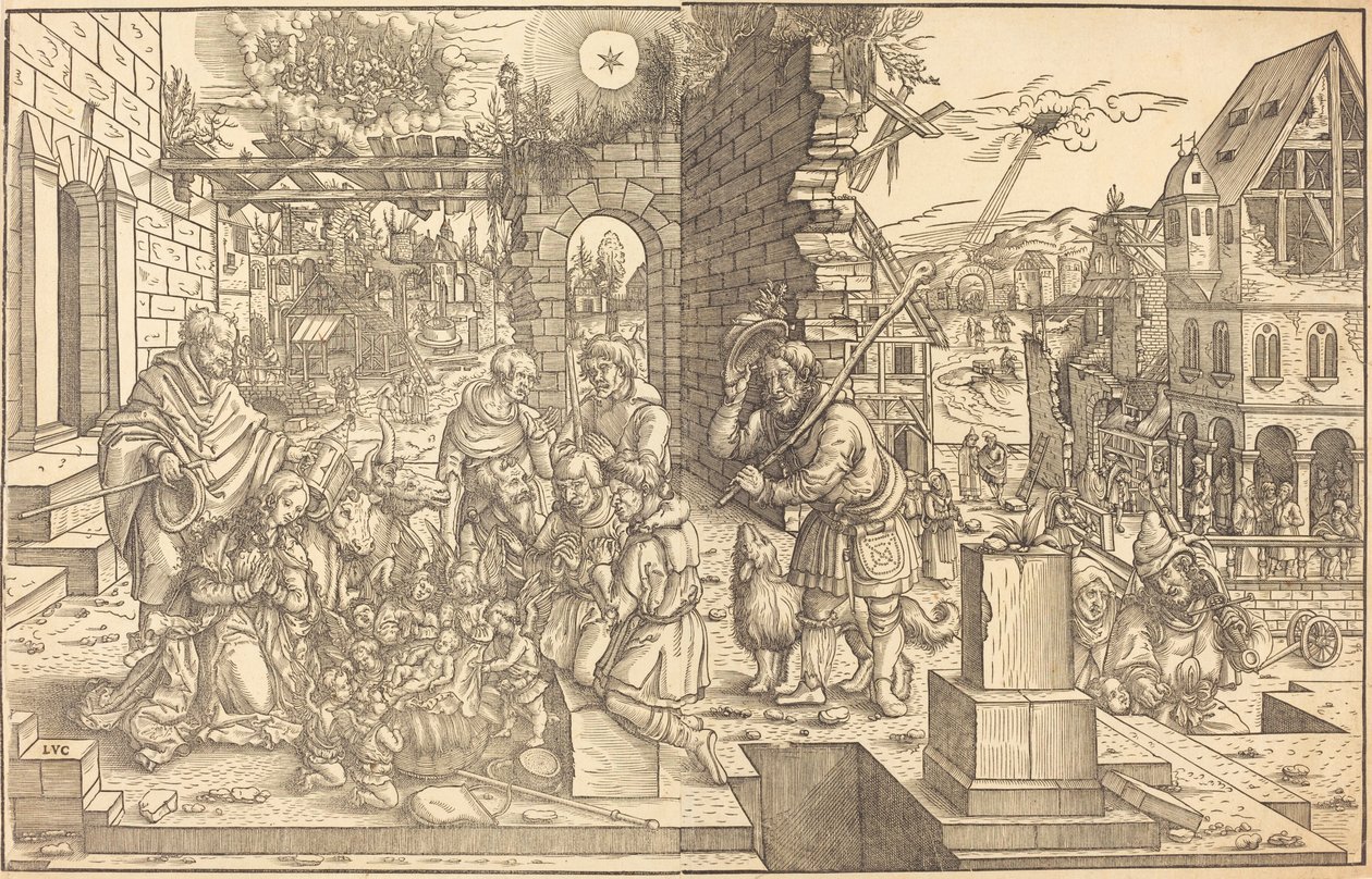 Tillbedjan av herdarna av Master of the Adoration of