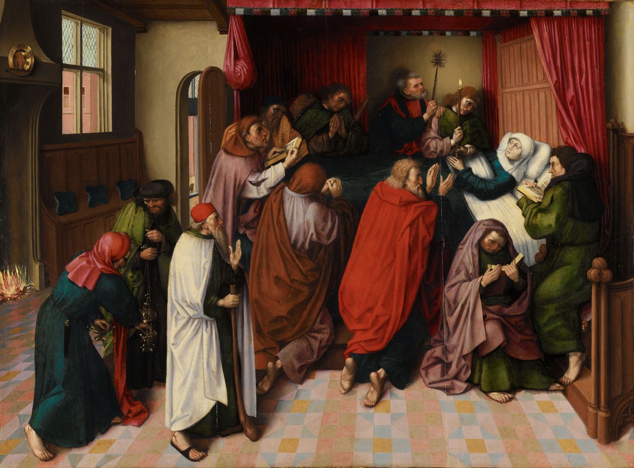 Jungfruns död, ca. 1500 (olja på panel) av Master of the Amsterdam Death of the Virgin