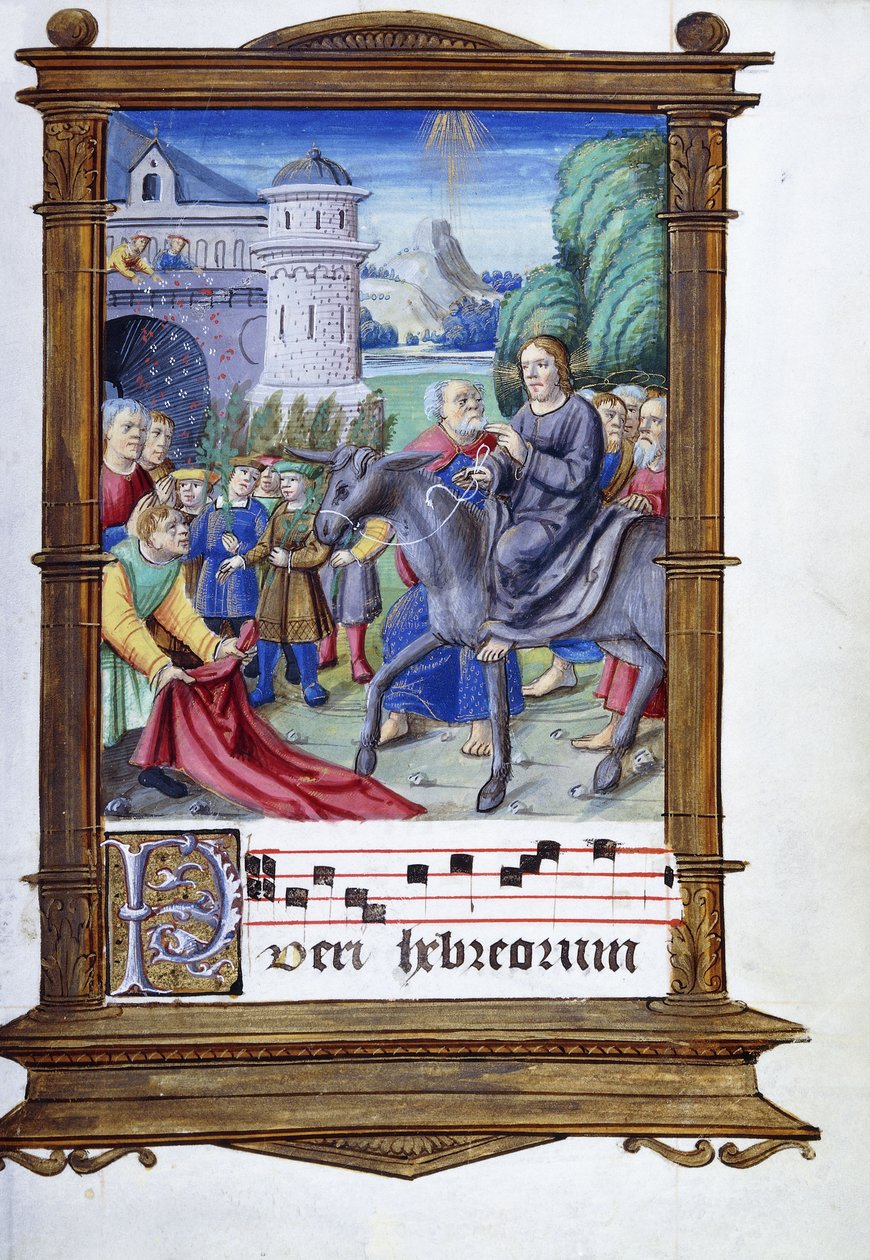 Inträdet i Jerusalem av Master of the Anglo Hours