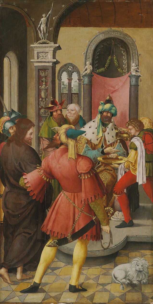 Altartavlans vinge: Kristus framför Pilatus av Master of the Antwerp Adoration