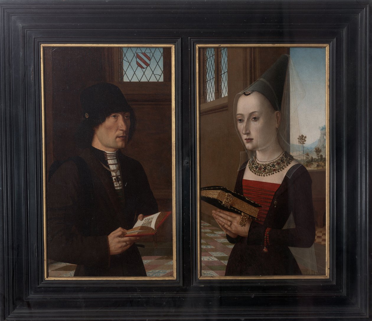 Porträtt av bankiren Pierantonio Baroncelli och hans fru Maria Bonciani, 1489 av Master of the Baroncelli Portraits