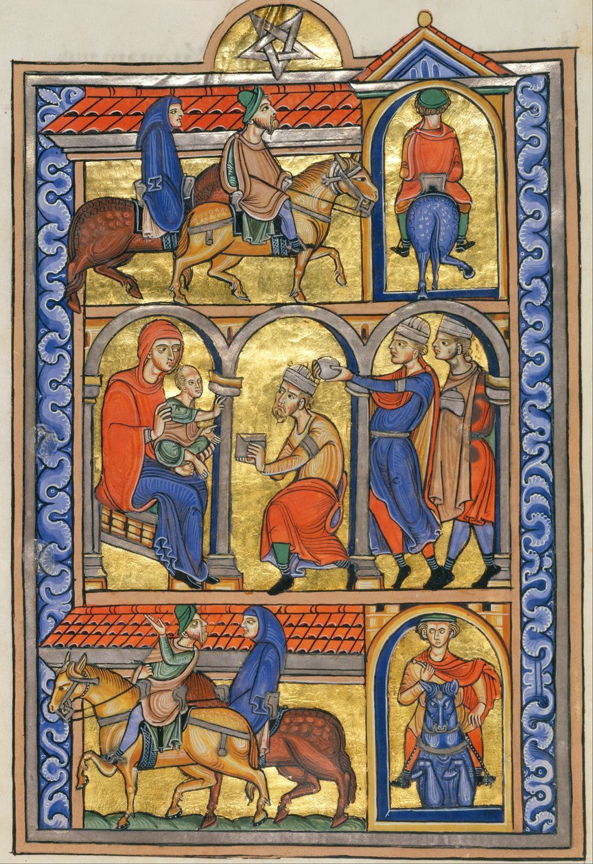 Tillbedjan av Magi av Master of the Berthold Sacramentary