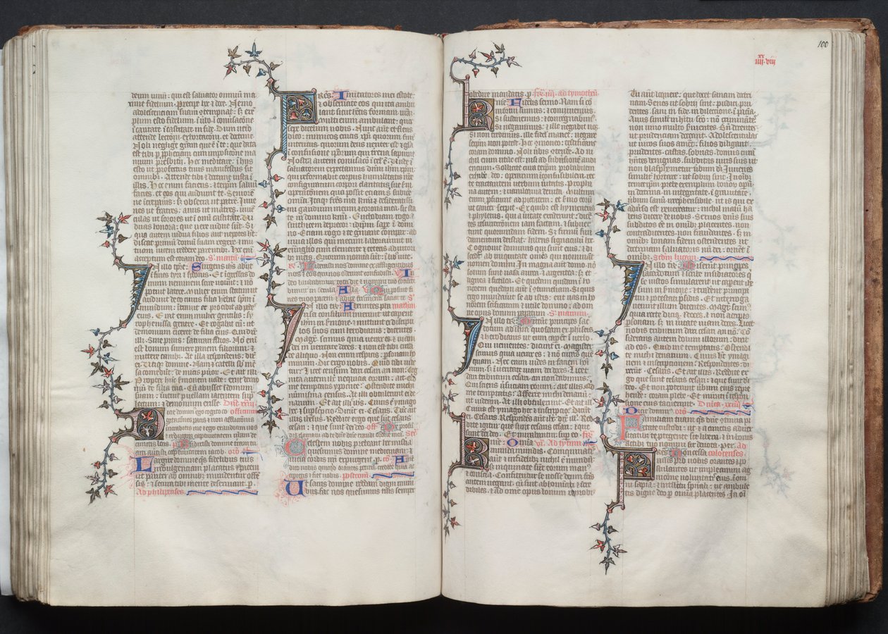 The Gotha Missal: Fol. 100r, text, ca. 1375. av Master of the Boqueteaux