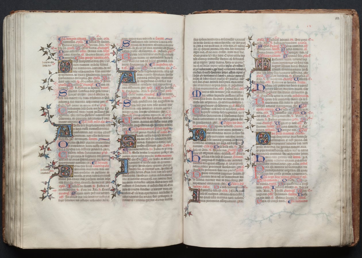 The Gotha Missal: Fol. 121v, text, ca. 1375. av Master of the Boqueteaux