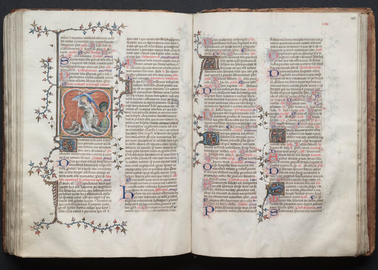 The Gotha Missal: Fol. 124v, Ärkeängeln Mikael, ca. 1375. av Master of the Boqueteaux