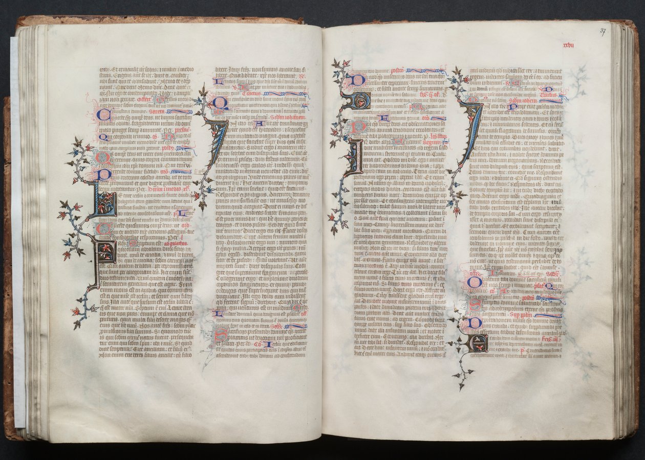 The Gotha Missal: Fol. 36v, text, c. 1375. av Master of the Boqueteaux