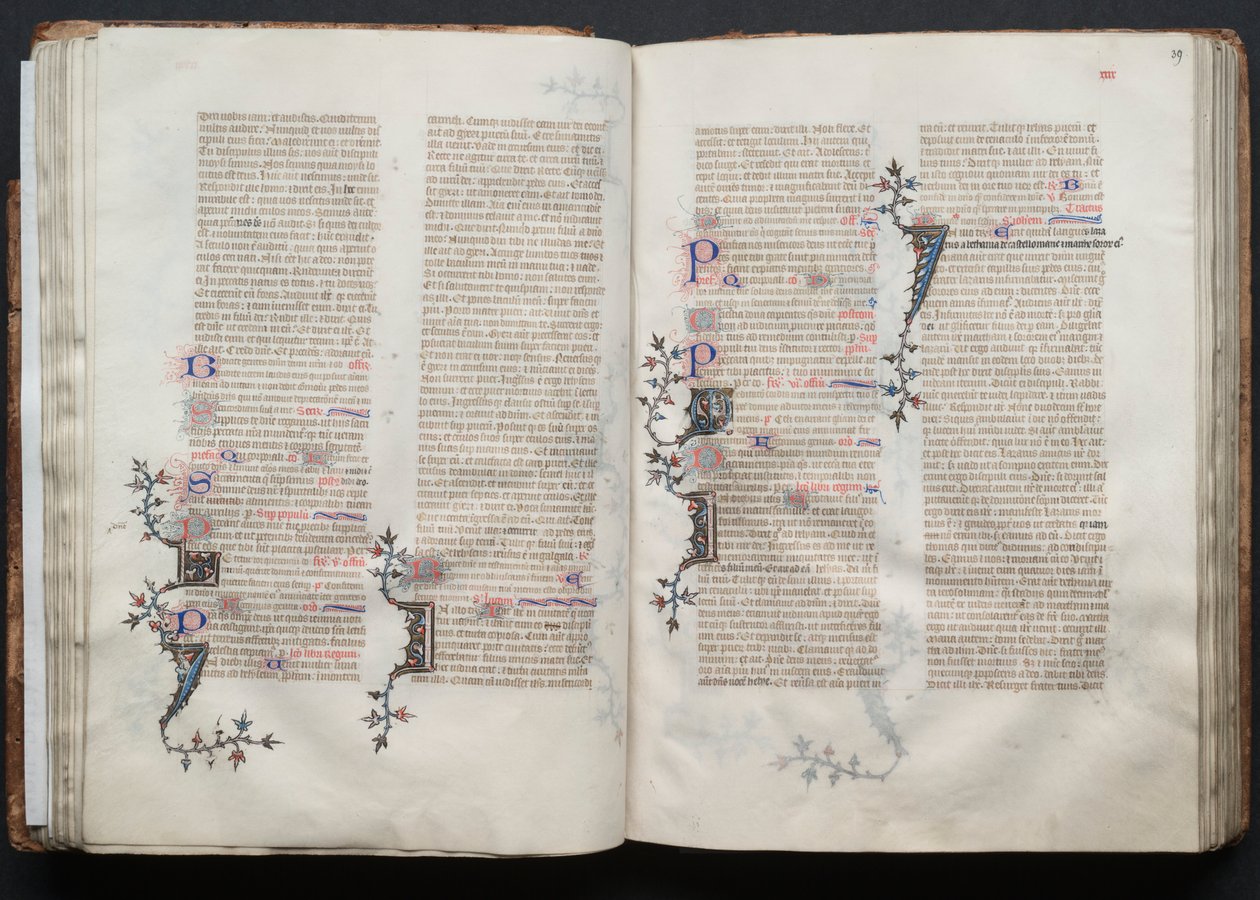 The Gotha Missal: Fol. 38v, text, c. 1375. av Master of the Boqueteaux