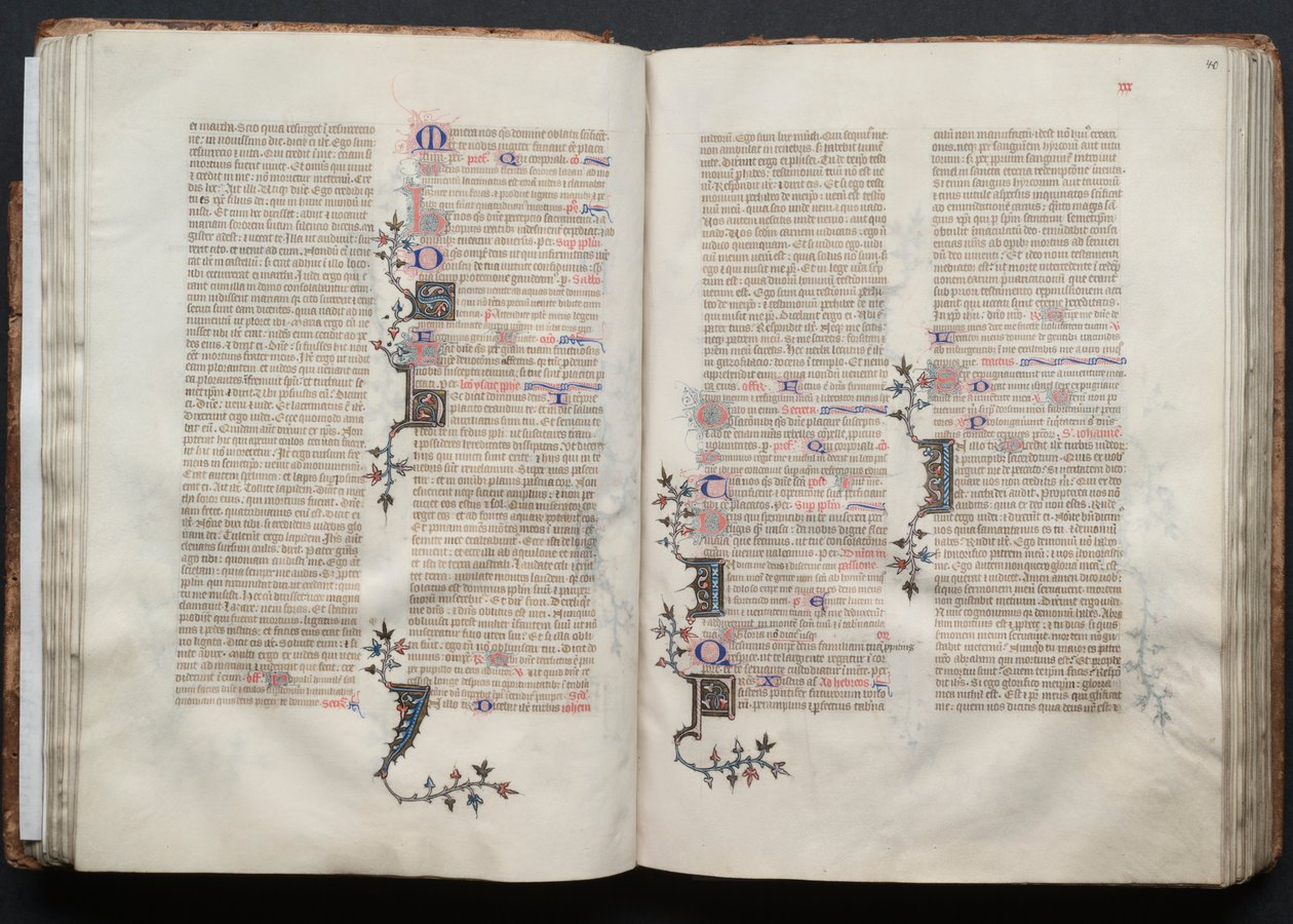The Gotha Missal: Fol. 39v, text, c. 1375. av Master of the Boqueteaux